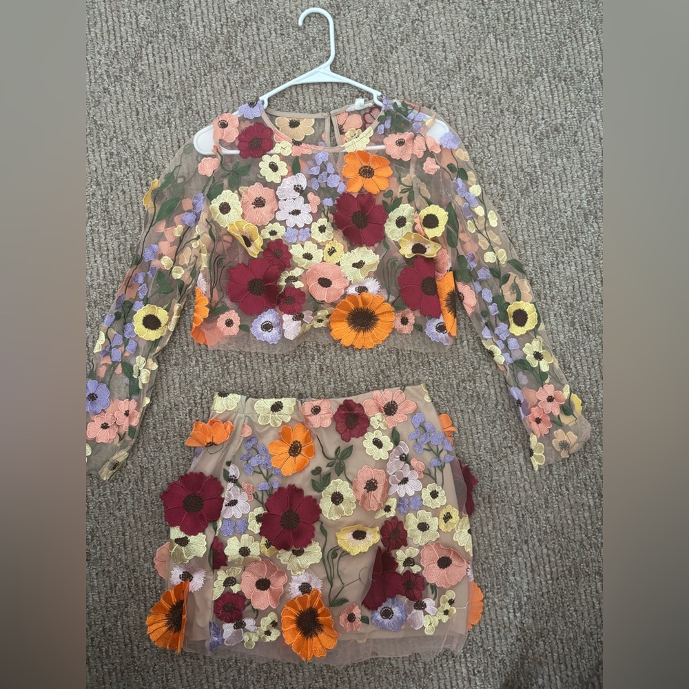 Floral Embroidered Two-Piece Set